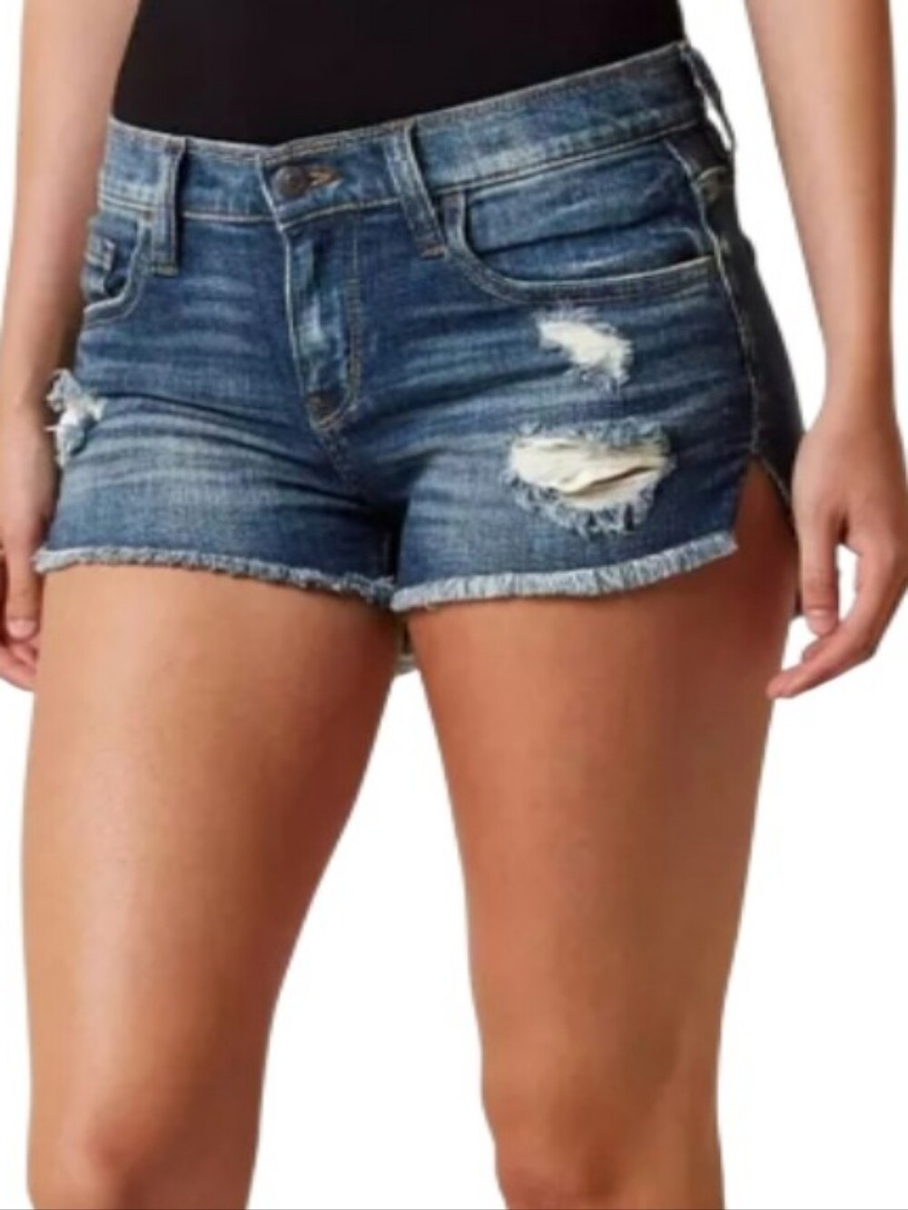 Daytrip Refined Mid-Rise Distressed Fray Shorts-NWT